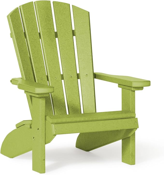 DutchCrafters Poly Kids Adirondack Chair, Outdoor Chair for Kids Ages 3–8, Durable Child-Sized Patio Seating for Camping and Backyard Play - Amish Made in USA (Lime Green)