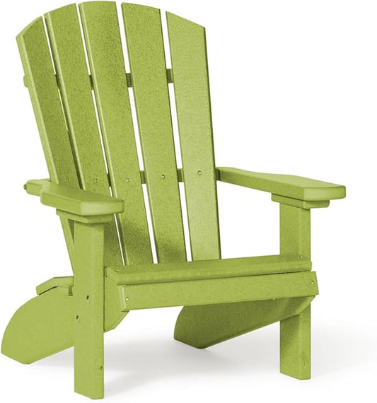 DutchCrafters Poly Kids Adirondack Chair, Outdoor Chair for Kids Ages 3–8, Durable Child-Sized Patio Seating for Camping and Backyard Play - Amish Made in USA (Lime Green)