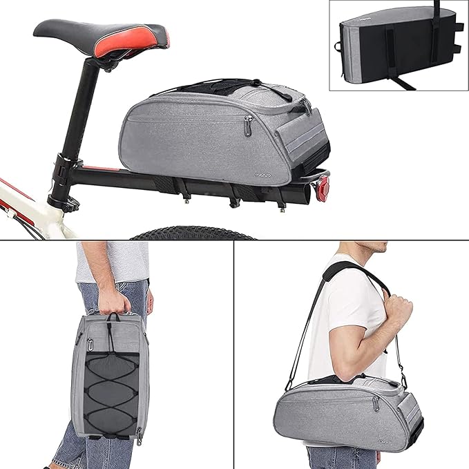 MOSISO Bike Rack Bag, Waterproof Bicycle Trunk Pannier Rear Seat Pouch Cycling Bike Carrier Backseat Storage Luggage Saddle Shoulder Bag