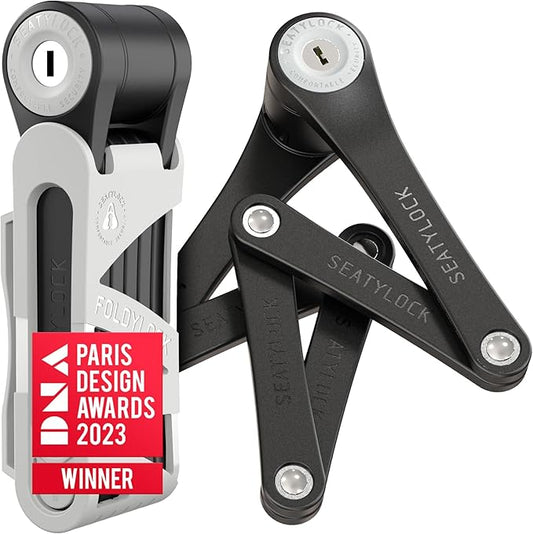 Seatylock FoldyLock Mini Folding Bike Lock - Patented Lightweight Bicycle Lock - Heavy Duty Anti Theft Guard with Key for Electric Scooter & City Bikes