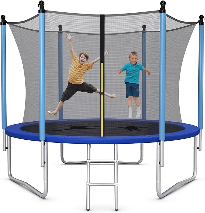 Giantex Trampoline for Kids Adults, ASTM Approved 8 10 12 14 15 16Ft Big Trampoline with Ladder, Thickness Steel Pipes Wear-Resistant All Weather Outdoor Large Recreational Trampoline with Net