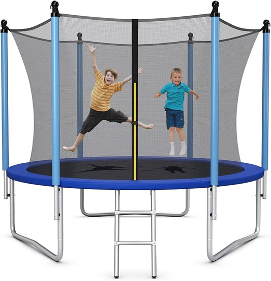 Giantex Trampoline for Kids Adults, ASTM Approved 8 10 12 14 15 16Ft Big Trampoline with Ladder, Thickness Steel Pipes Wear-Resistant All Weather Outdoor Large Recreational Trampoline with Net