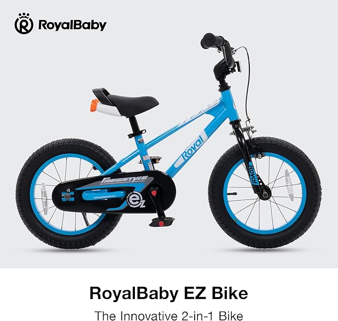 RoyalBaby Kids Bike Freestyle Classic & EZ Balance Pedal Switchable Bicycle, 12 14 16 18 Inch, 3-10 Years Toddler to Big Kids