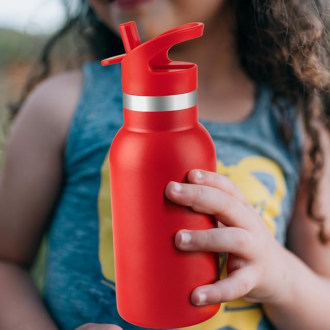 12oz Kids Water Bottle – Insulated Stainless Steel Bottle with Straw Lid, BPA-Free, Leak-Proof, for Toddlers & School Use