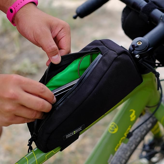 Onedrop Bike Frame Bag - Water Resistant Top Tube Bike Bag with Durable Cordura Fabric, Front Bicycle Storage & Bikepacking Pouch, Cycling Accessories for Biking Travel (Black)