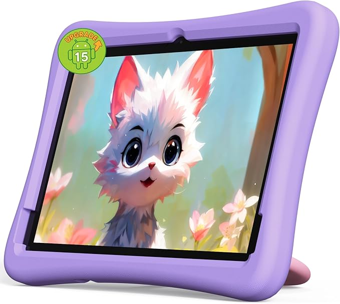 plimpton 2025 Upgraded Kids Tablet, 10 Inch Android 15 Tablet for Kids with Case Included, Octa-Core, Google Kids Space, Parental Control, 4GB+64GB, WiFi, BT5.3, YouTube, Gift for Toddler