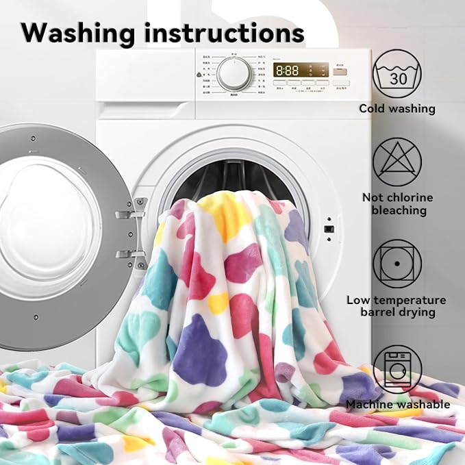 GEULAY Colorful Throw Blanket 50x60 - Cozy Multi Color Fleece Blanket for Bed, Couch, Sofa, Bedroom, Home Decor - Rainbow Gifts for Teens & Kids Birthday Christmas