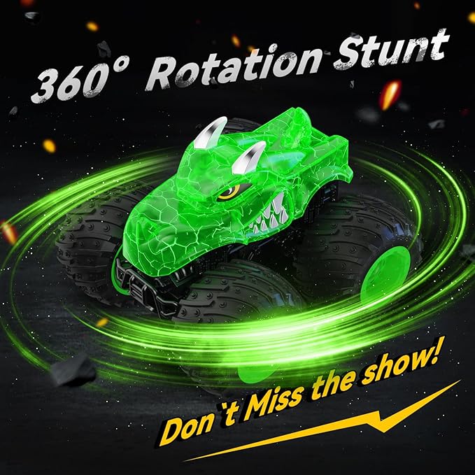 Remote Control Car, 2.4GHz Monster Trucks Toys with Light Spray, Birthday Gift for Kids 3 4 5 6 7 8, All Terrain RC Cars, Toddler Toys for Boys Girls 3+ Year Old