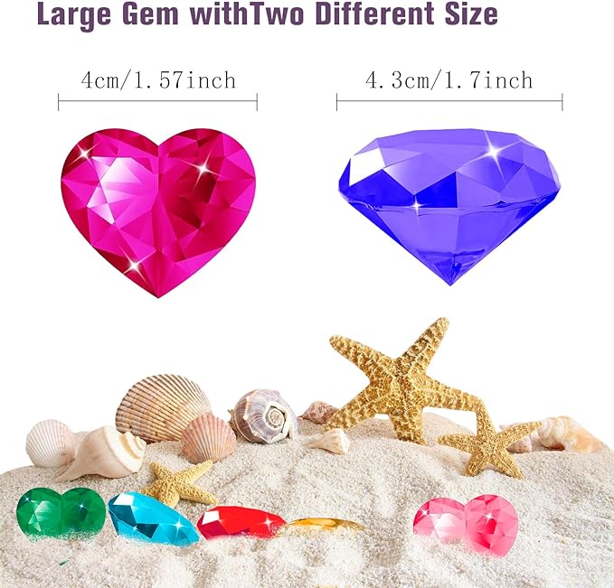 Diving Gems Pool Toys, 10 PCS Colorful Big Diamond Pool Diving Toy for Kids Ages 4-8, Sinking Swimming Pool Toys, Underwater Swimming Toys Water Games Gifts for Kids Summer Pool Party Favors