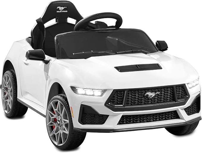 Best Choice Products Kids 12V Electric Ride On Car Officially Licensed Ford Mustang w/Parent Control, LED Lights, 2 Speeds, Bluetooth - White