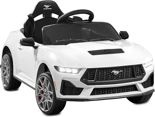 Best Choice Products Kids 12V Electric Ride On Car Officially Licensed Ford Mustang w/Parent Control, LED Lights, 2 Speeds, Bluetooth - White