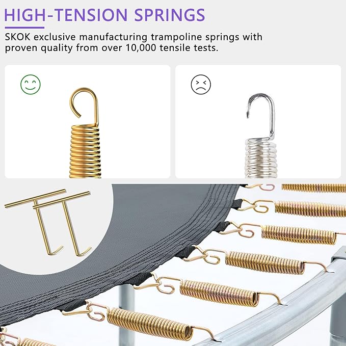 SKOK Trampoline 8FT 10FT 12FT 14FT 15FT Trampolines with Enclosure Net, 400LBS Outdoor Trampolines for Kids with Basketball Hoop-ASTM Approved Trampoline for Children and Adults with Ladder