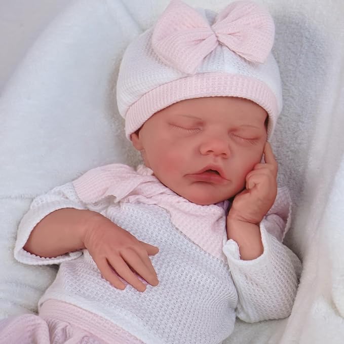18.11 in Full Silicone Reborn Baby Dolls, 1:1 Lifelike Newborn Dolls Non Vinyl Realistic Reborn Toddler Dolls Boy Washable Sleeping Doll
