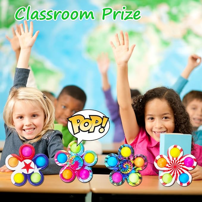 50Pcs Fidget Spinner Bulk Toys, ADHD Autism Fidgets for Teens Toddler, Sensory Pop it Fidget Toys Pack, Party Favors Gifts for Kids 8-12 3-5, Classroom Prizes for Girls Boys Students