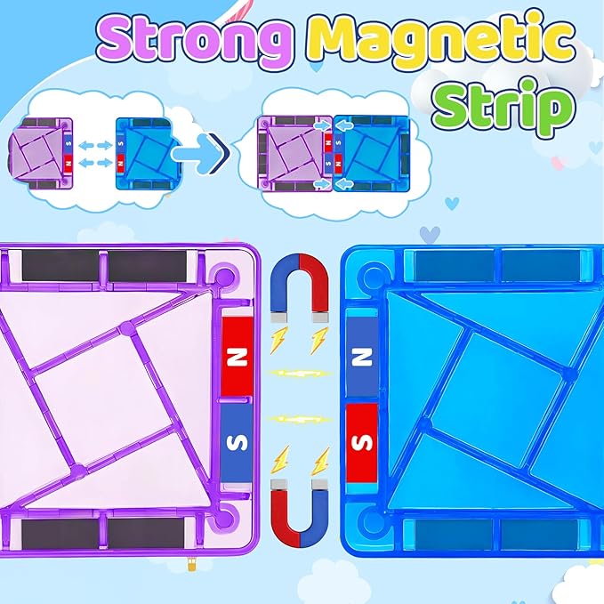 Mini Magnetic Tiles Toddler Travel Essentials Set, 42PCS Magnetic Building Blocks Montessori Educational Tiles Portable Sensory Toys for Aged 3+ Boys Girls Birthday Gift