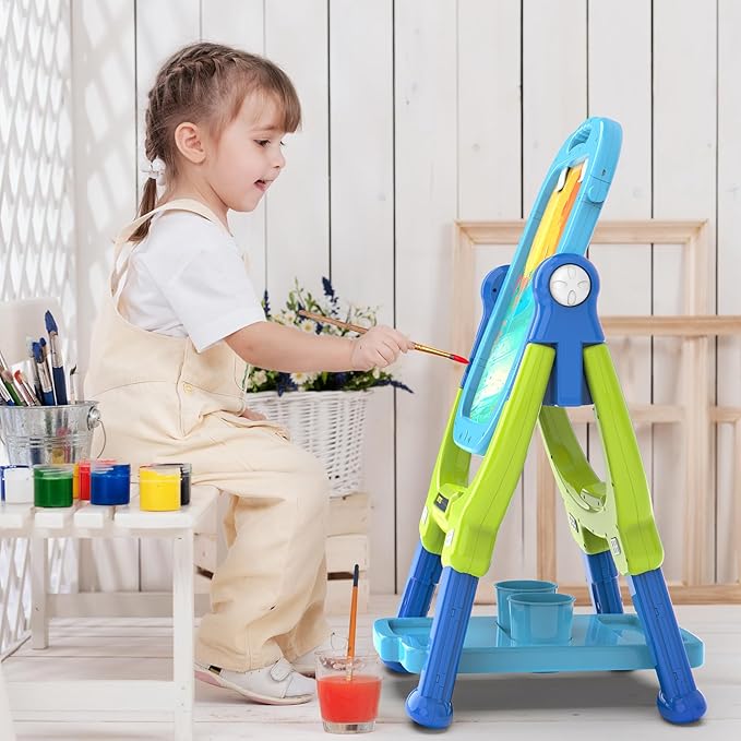 Easel for Kids, Toddler Art Easel Adjustable Standing, Magnetic Double Sided Easel with Painting Accessories Gift for Boys and Girls