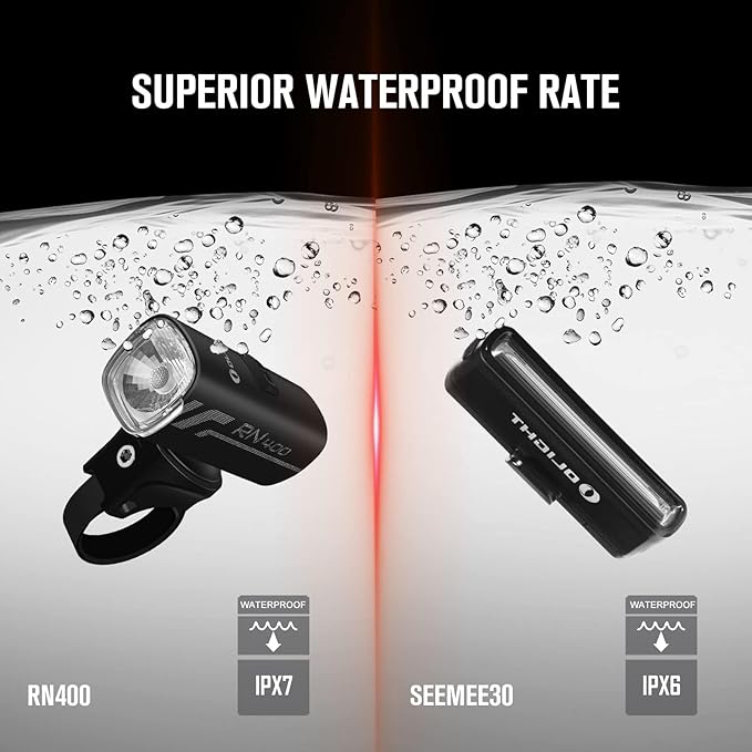 OLIGHT RN 400 LED Bike 400 Lumens Headlight and Seemee 30 C 30 Lm Bicycle Taillight Set, Rechargeable Type-C Waterproof Bike Light Set, Easy to Install for Road Urban Cyclists and Night Riding