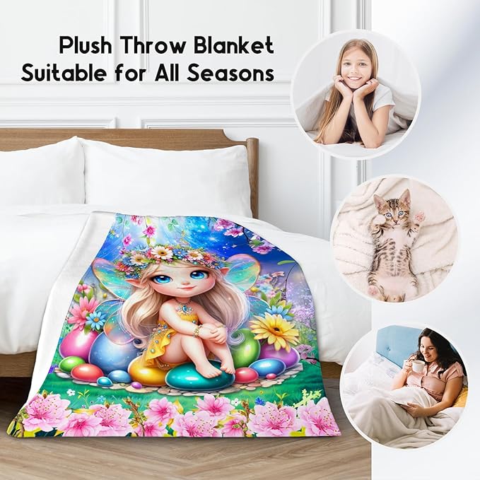 Toddler Blanket, Girls Blanket with Fairy Print, Kids Throw Gifts, Soft Fleece Throw for Decoration, 50"x60"