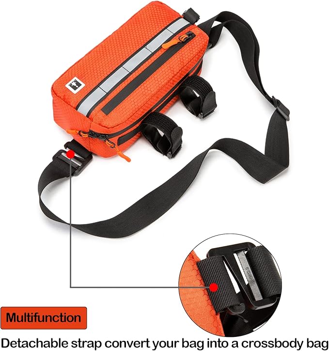 Waterproof Front Handlebar Bag for Kids' Bicycles, Converts to Crossbody Bag (Orange)