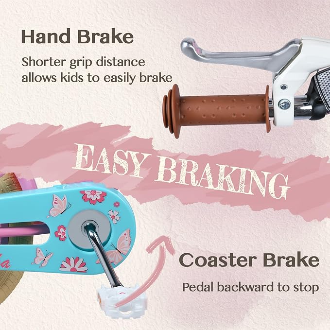 Glerc Sasha Girls Bike, 12-20 Inch Kids Bike for Children Ages 2-13 Years, Kids Bicycle with Doll-Seat & Basket & Training Wheels, Multiple Colors