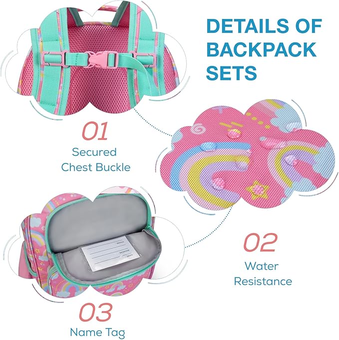 mommore Kids Backpack for Boys Girls Preschool Kindergarten Backpacks Lightweight Elementary School Bookbag with Lunch Box