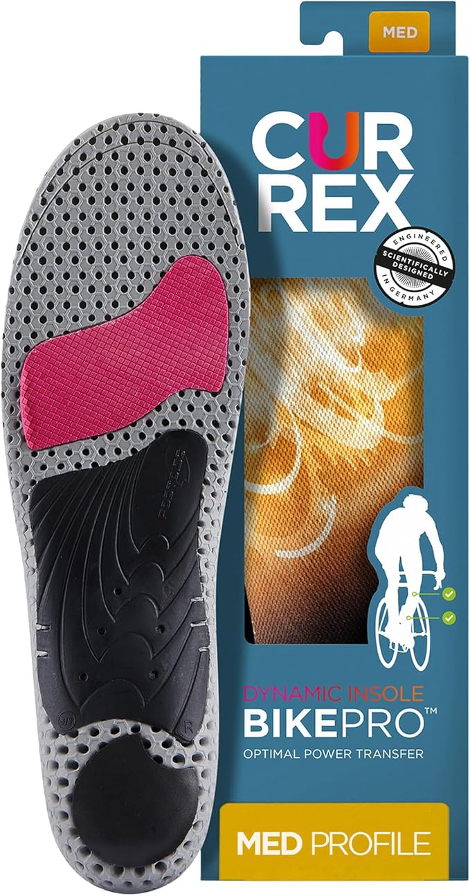 CURREX BikePro Insoles for Cycling, Bicycle & Motorcycle Riding – Arch Support Shoe Inserts w/ Metatarsal Pads, Helps Reduce Fatigue + Improve Stability & Fit – For Men & Women – Medium Arch, XS