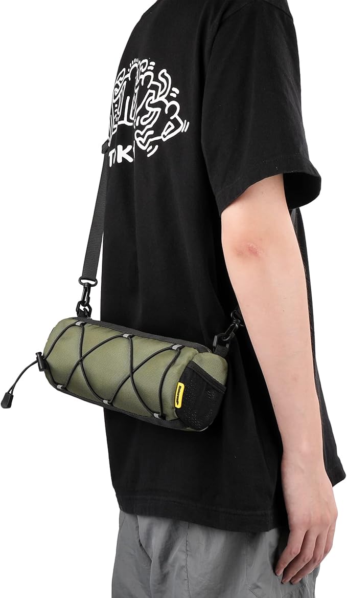Bike Handlebar Bag Front Bike Bag 2.4Lbicycle handlebar bag with Shoulder Strap for Folding Road Mountain Bike (Green)