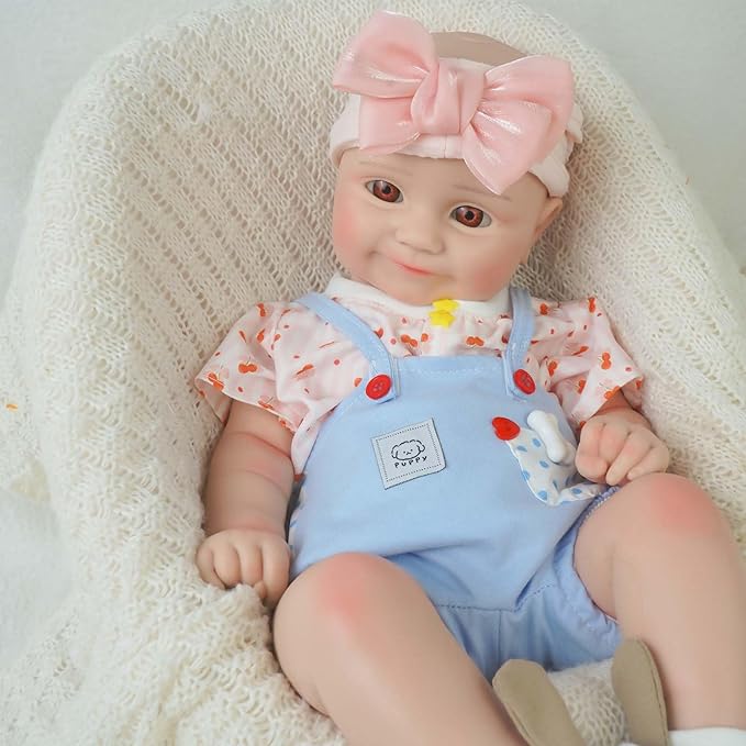 18.5 in Full Silicone Reborn Baby Dolls, 1:1 Lifelike Newborn Dolls Non Vinyl Realistic Reborn Toddler Dolls Boy Washable Sleeping Doll