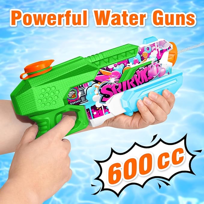 Water Gun for Adults Kids: 600CC 6 Pack Squirt Blasters Super Water Guns for Adults Kids,Water Gun Outdoor Toys High Capacity Summer Soaker for Swimming Pool Beach Fighting, Long Shooting Distance