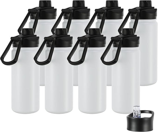 16 oz Insulated Water Bottle with Straw Lids, Stainless Steel Kids Water Bottles for School, Double Wall Vacuum Metal Water Bottle with Straw & Wide Mouth Lid, Polar 8 Pack