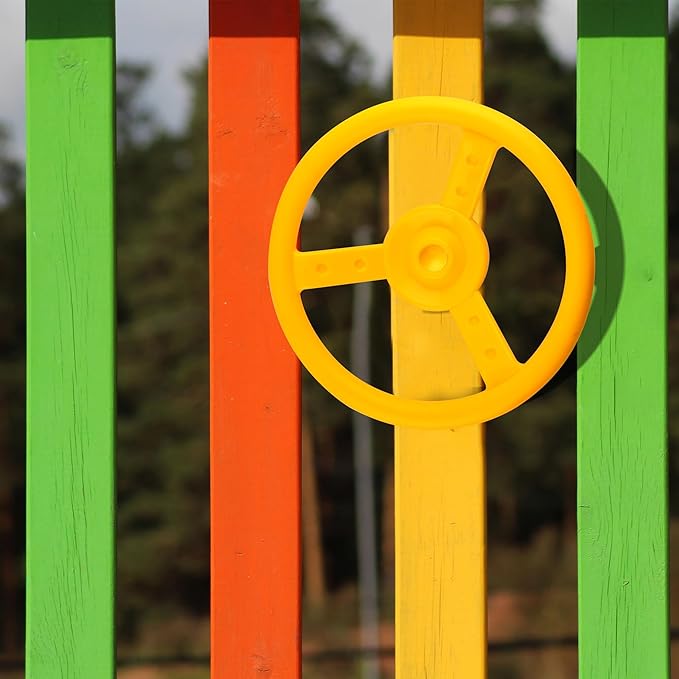 Playground Steering Wheel Accessories Plastic Swingset Steering Wheel Pirate Ship Steering Wheel Playset for Outdoor Backyard Treehouse Playground Jungle Gym (1, Yellow)