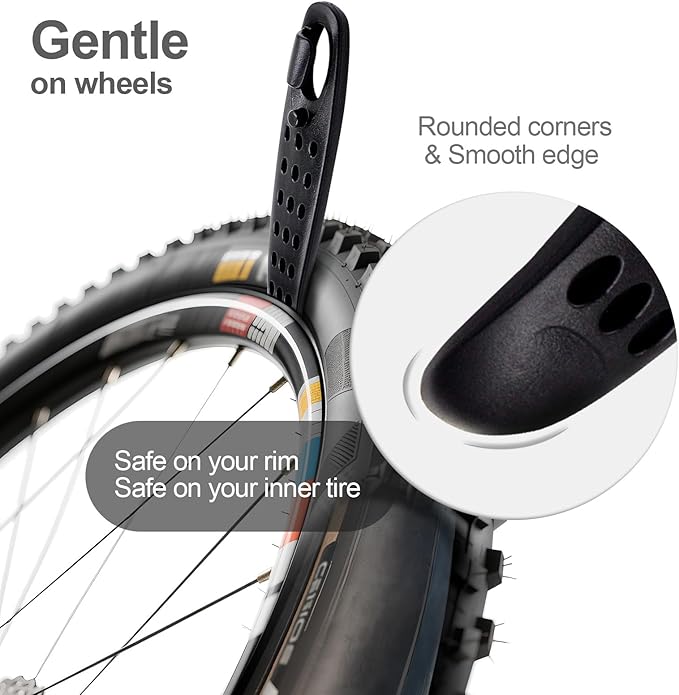 Ultra Strong Bicycle Tyre Levers, 2 Sets Compact Bike Tire Repair Kit, Sturdy Plastic Bike Tire Spoons Set, Reliable Cycling Changing Tools, Quick Repair Pry Bar Lever Kits, Red, Black