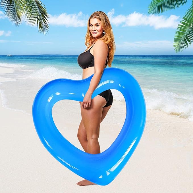 ZHUYNXIR Heart Swimming Pool Float Loungers Tube, Water Fun Beach Party Toys for Kids，Birthday Scene Layout Props.