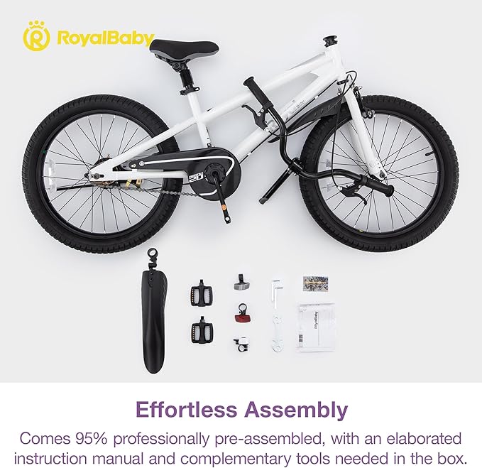 RoyalBaby Kids Bike EZ Balance to Pedal Dual Handbrake Toddlers Boys Girls Bicycle 12-20 Inch for Age 3-10 Years
