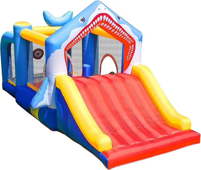 Bounce House Toddler Ball Pit Inflatable Slide Bouncer Jumper Shark Bouncy Castle Park for Kids 2-12 Indoor or Outdoor, Wet and Dry
