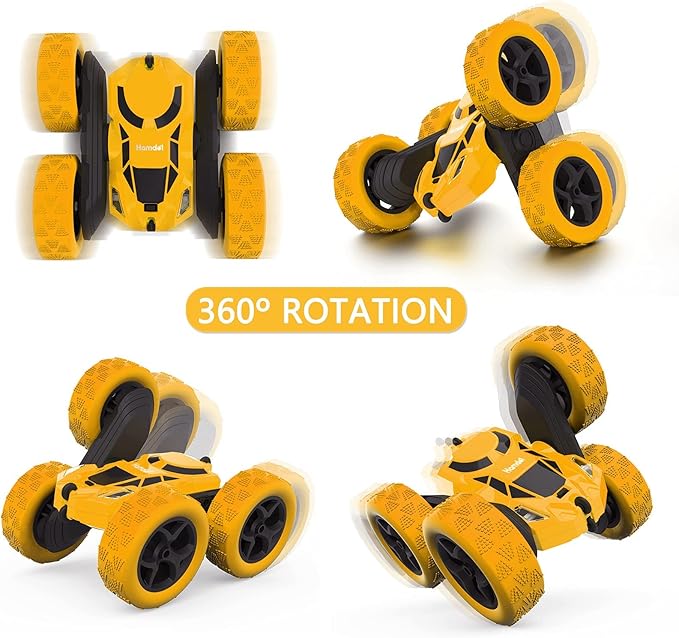 Remote Control Stunt Car for Kids, 360° Rotating Double-Sided RC Toy Vehicle with LED Headlights, 4WD 2.4GHz Rechargeable Electric Car, Boys & Girls Toy, Birthday Ages 6–12