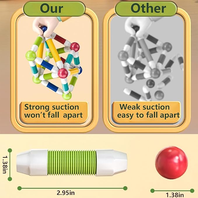 85PCS Extendable Magnetic Toy Montessori Toys for Boys & Girls,STEM Education Building Blocks,Pop Tubes & Balls,Sensory Toys for 3+ Year Old Toddlers