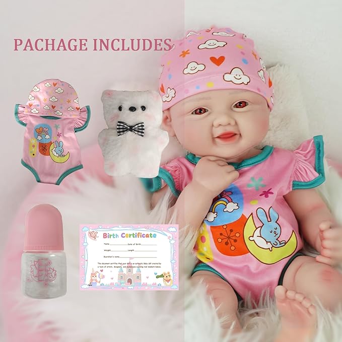 17.3 in Full Silicone Reborn Baby Dolls, 1:1 Lifelike Newborn Dolls Non Vinyl Realistic Reborn Toddler Dolls Boy Washable Sleeping Doll
