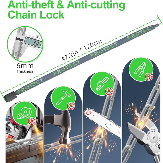 110db Bike Chain Lock with Alarm, 4ft Biycle Lock with Anti-Theft Alarm, Heavy Duty Anti Theft Security Cycling Chain Locks Suitable for Scooter, Bicycle, Motorcycle, Gate