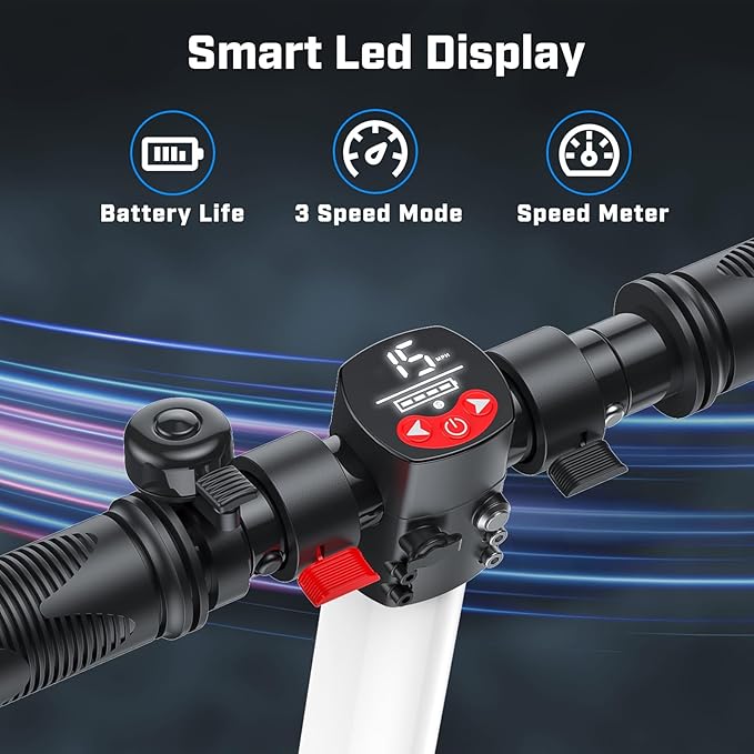 Caroma Electric Scooter for Kids Ages 6-14, 250W/180W/150W Motor & 15 Mph, 85 Mins Ride Time, Adjustable Height & Speed, LED Display, Kids Electric Scooter, Best Gifts for Boys & Girls