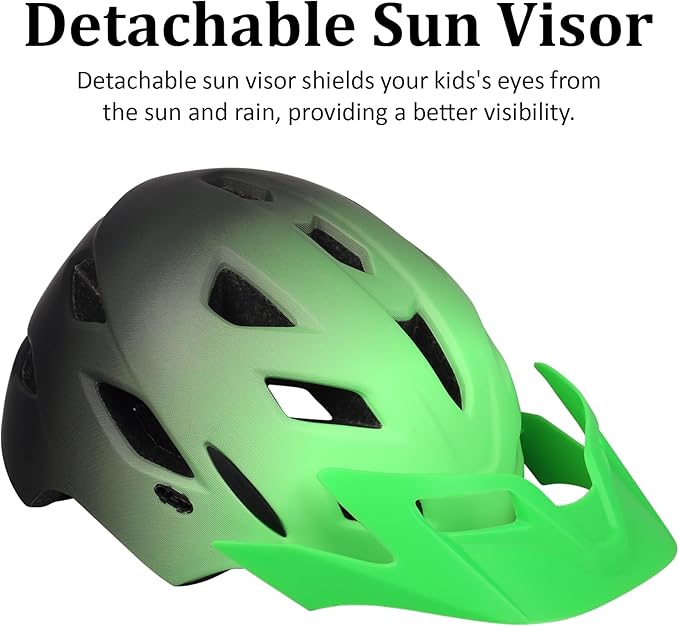 Kids Bike Helmet, Youth Toddler Boys Girls Helmets, 2 Size Adjustable for Ages 2-3-5-8-14 Years, Child Helmet with Visor and LED Light, Lightweight Multi-Sport Bicycle Scooter Cycling Helmets