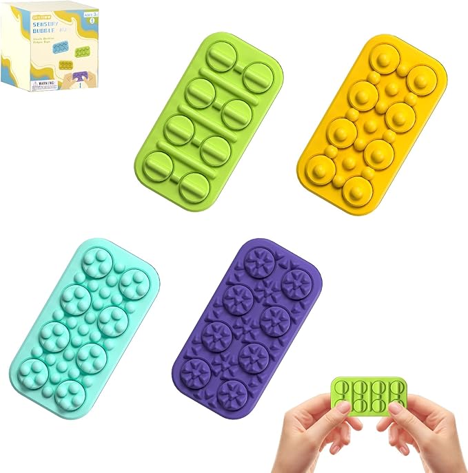 Pop It Sensory 3D Printed Fidget Toy :4 Pack Little Ouchies Pain Fidget - Sensory Toys for Autism ADHD Special Needs Classroom School - Gifts Prizes Bulk for Kids Stocking Stuffers Goodie Bags