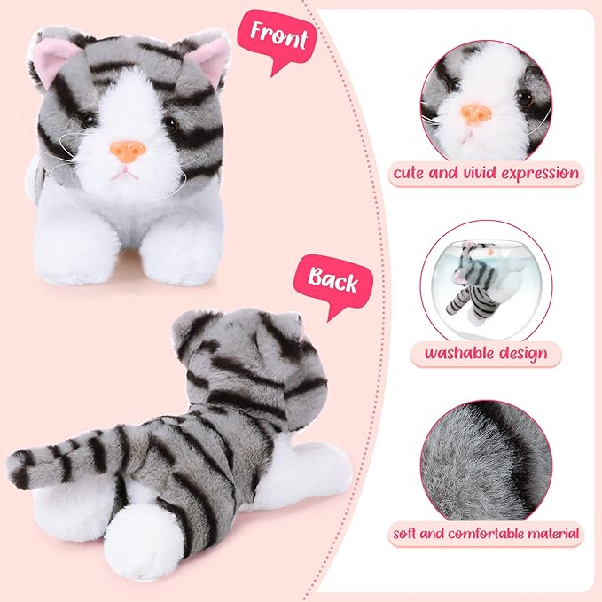 3 Pcs 9 Inch Cat Stuffed Animal Plush Gift Operation Christmas Cute Kitten Plush Toys Small Cat Stuffed Animal Sleeping Gifts for Boys Girls Pet Party Favors(Stylish Style)
