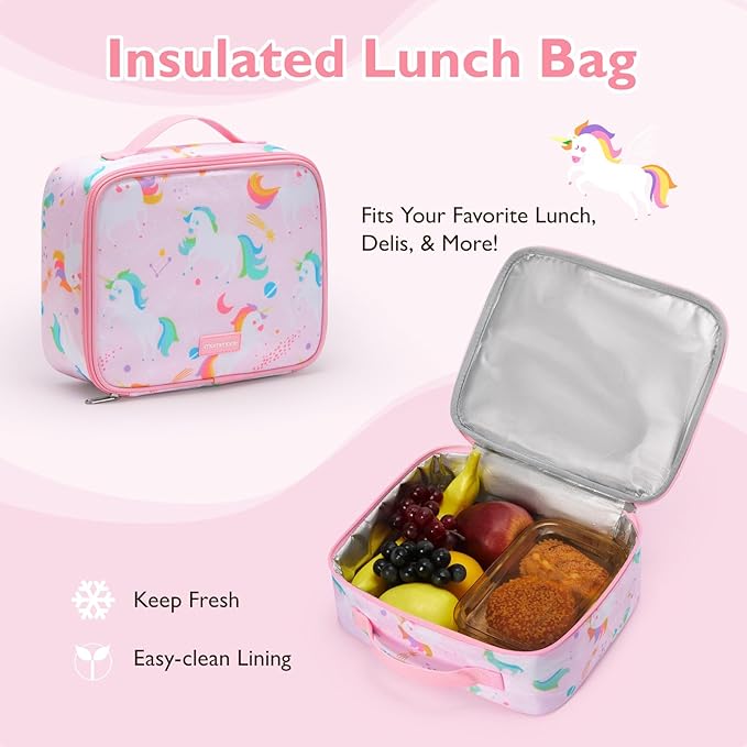 mommore Kids Backpack for Boys Girls Preschool Kindergarten Backpacks Lightweight Elementary School Bookbag with Lunch Box