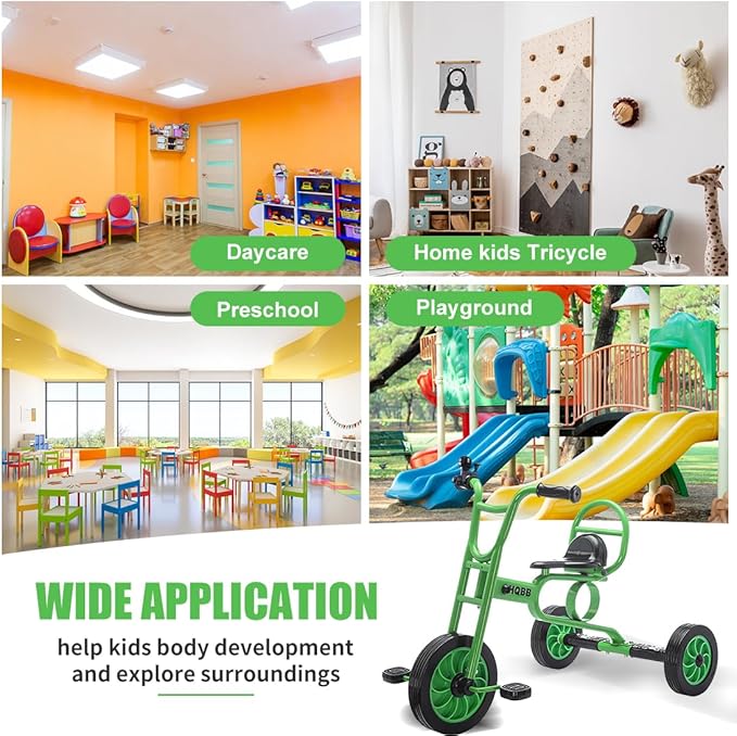 Kids Tricycle for Ages 3+, Preschool Daycare Playground Kids Balance Bike, Home Toddler Trike with Bell and Rubber Wheels, Boys and Girls Indoor/Outdoor Play Equipment