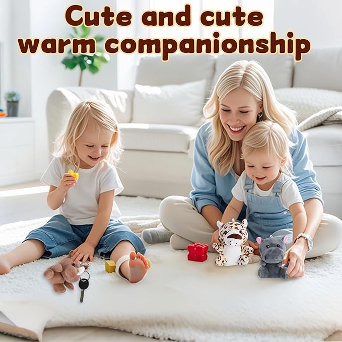 12 Pcs Small Stuffed Animal Bulk - 4.5 Inch Fluffy Stuffies, Animals Keychain Decoration, Stocking Stuffers for Kids, Carnival Prizes, Classroom Treasure Box, Pinata Stuffers