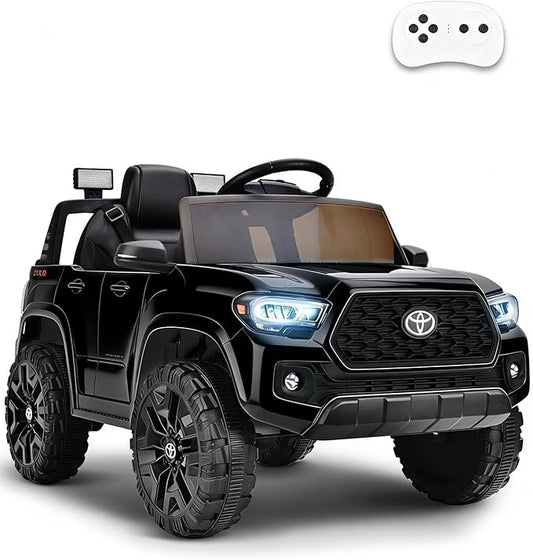 Blitzshark 12V Kids Ride on Car Licensed Toyota Tacoma Battery Powered Motorized Electric Vehicle, with Remote Control, Digital Display, Spring Suspension, Storage Space, Music &FM, Black