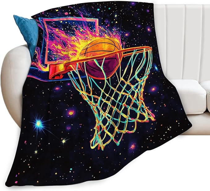 Basketball Blanket, Basketball Blanket, Sports Ball Gifts Blankets Stuff Fleece Flannel Plush for Boys Men Women Girls Lovers Adults Soft Bedding Gift for Sofa Bed Office Home Decor 80"x60"