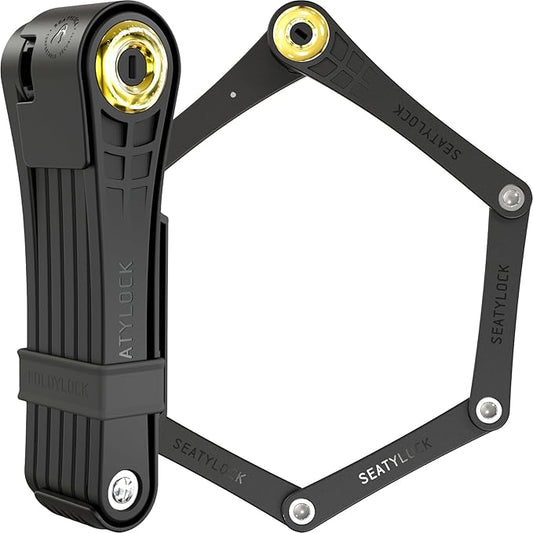 Seatylock FoldyLock Classic 100 Folding Bike Lock - Patented 16/18 High Security Sold Secure Gold Bicycle Lock - Heavy Duty Anti Theft Secure Guard with Keys & Case Mount - 39.4"