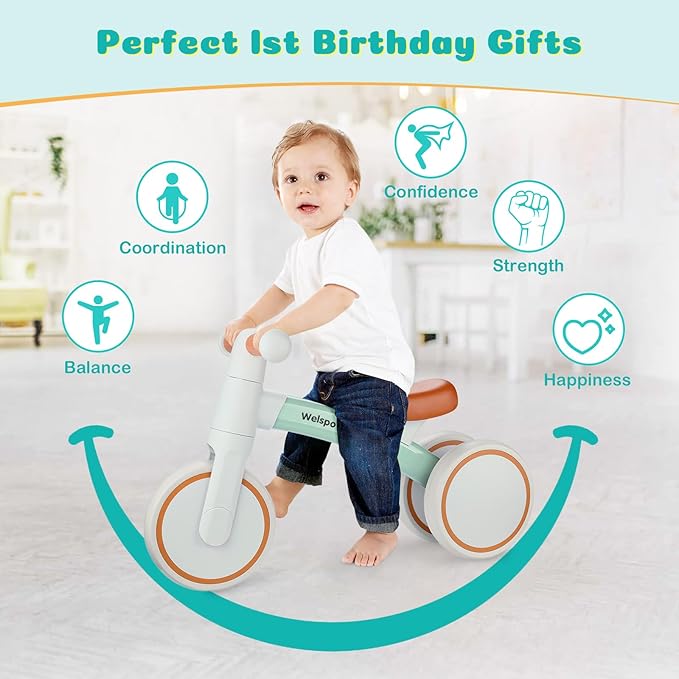 welspo Baby Balance Bikes for 1 Year Old Boys Girls 12-24 Months Kids Toddler First Bicycle Infant Walker Children No Pedal 3 Wheels Mini Bike Riding Toys